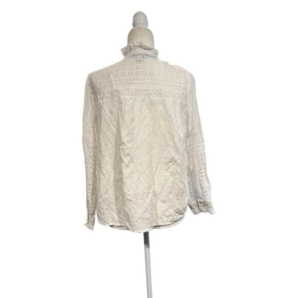 SUNDANCE White Eyelet Embroidered Blouse PM Petite Medium with Cami Liner - Picture 3 of 6